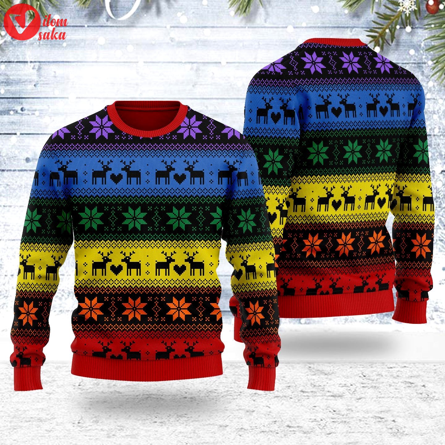 Rainbow deer lgbt ugly christmas sweater – stormmerch exclusive