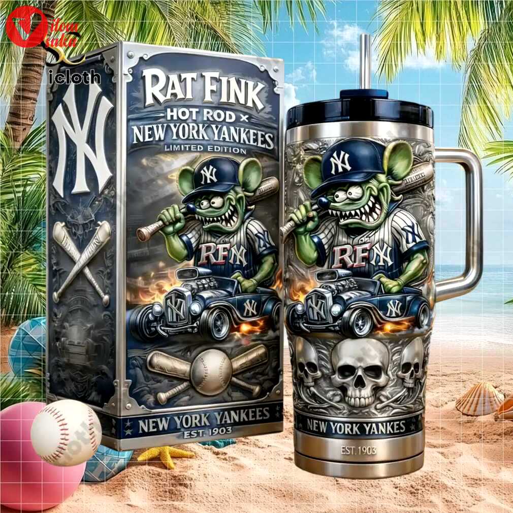 Rat fink hot rod x new york yankees limited edition steel tumbler tumbler