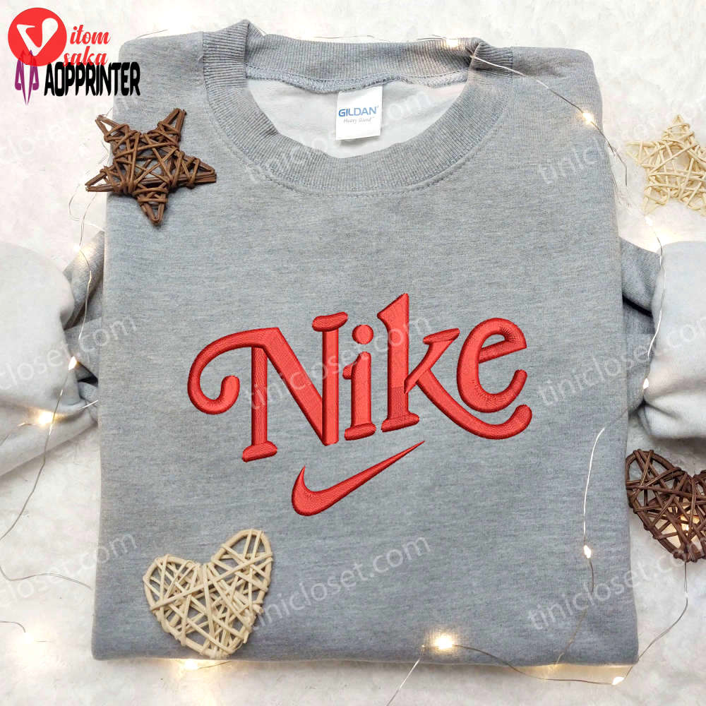 Red classic x nike anime embroidered shirt – custom design for trendy style