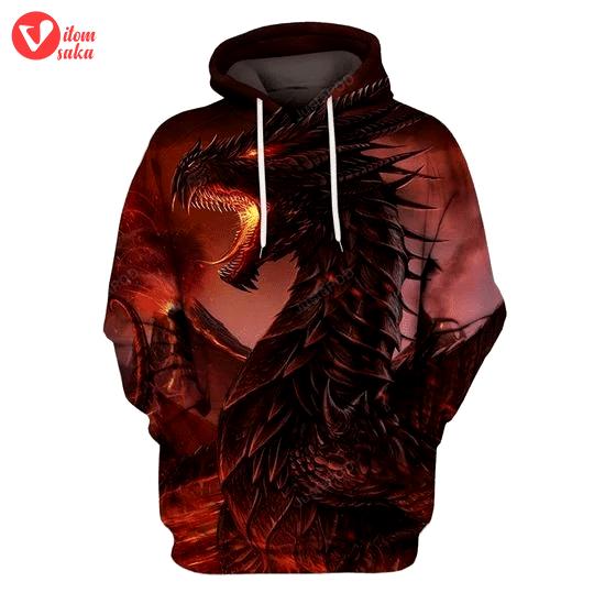 Red dragon 3d all over printed hoodie, zip- up hoodie
