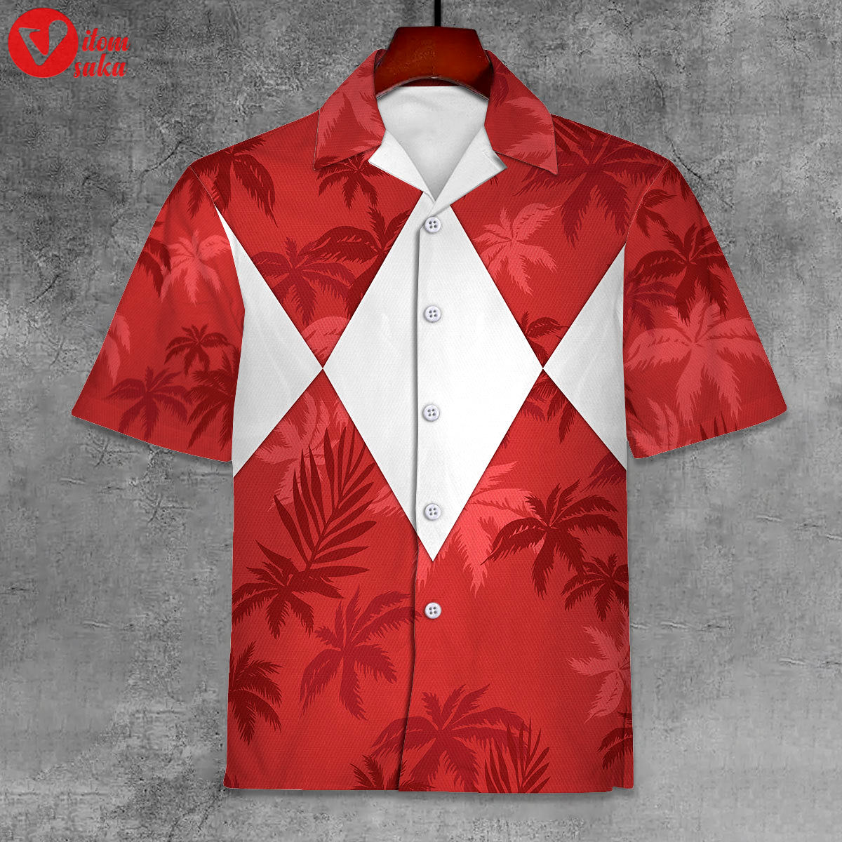 Red ranger x tommy vercetti hawaiian shirt & beach shorts – stormmerch exclusive