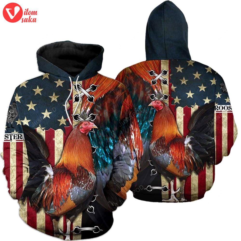 Rooster flag 3d all print hoodie, zip- up hoodie