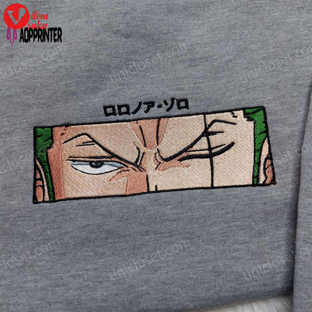 Roronoa zoro one piece embroidered shirt & sweatshirt: anime gifts for fans