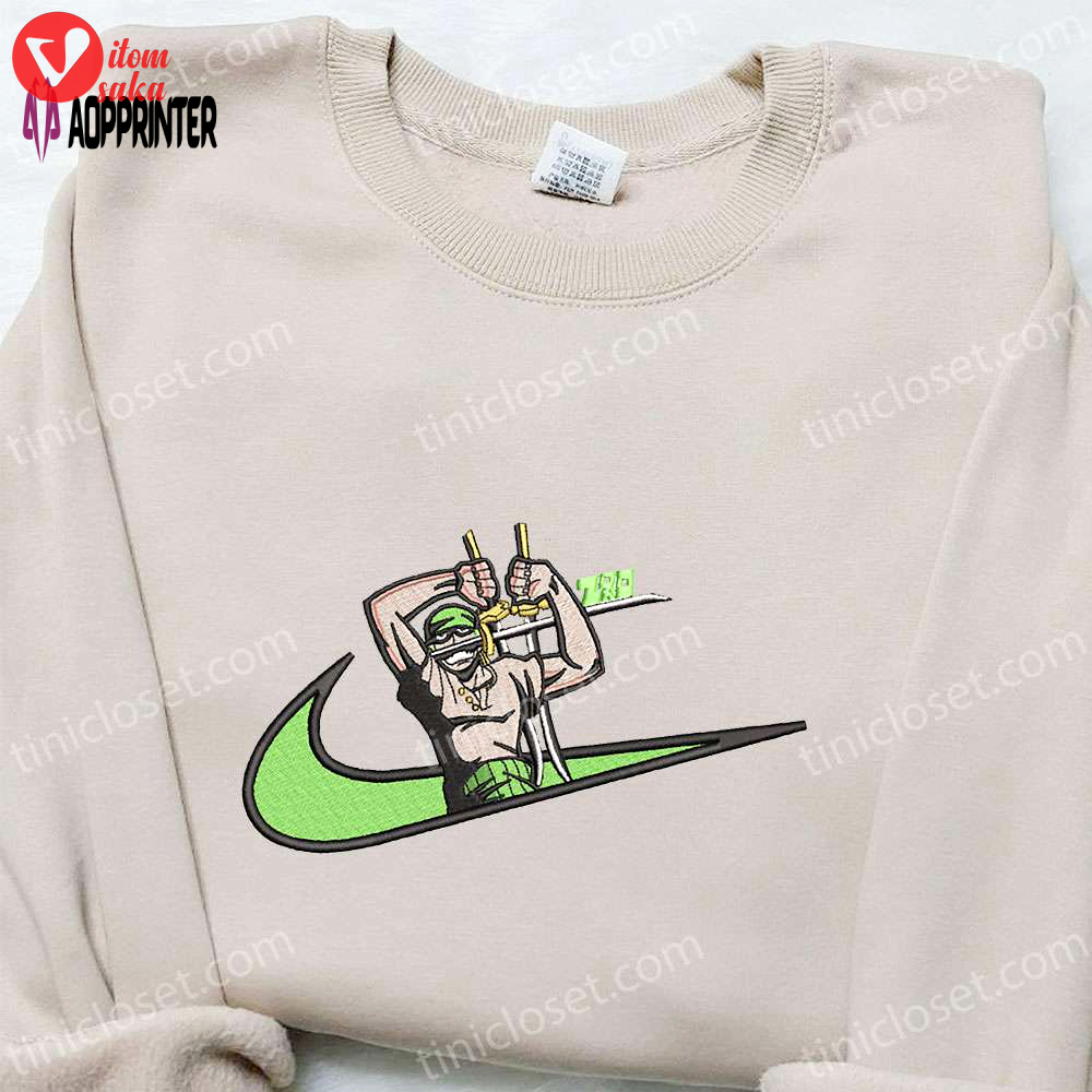 Roronoa zoro x swoosh embroidered sweatshirt – best one piece gift for family