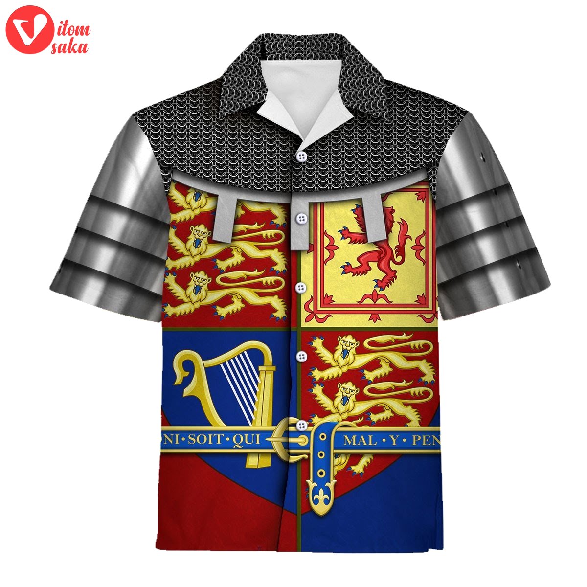 Royal coat of arms of the united kingdom (queen elizabeth ii) hawaiian shirt – stormmerch exclusive