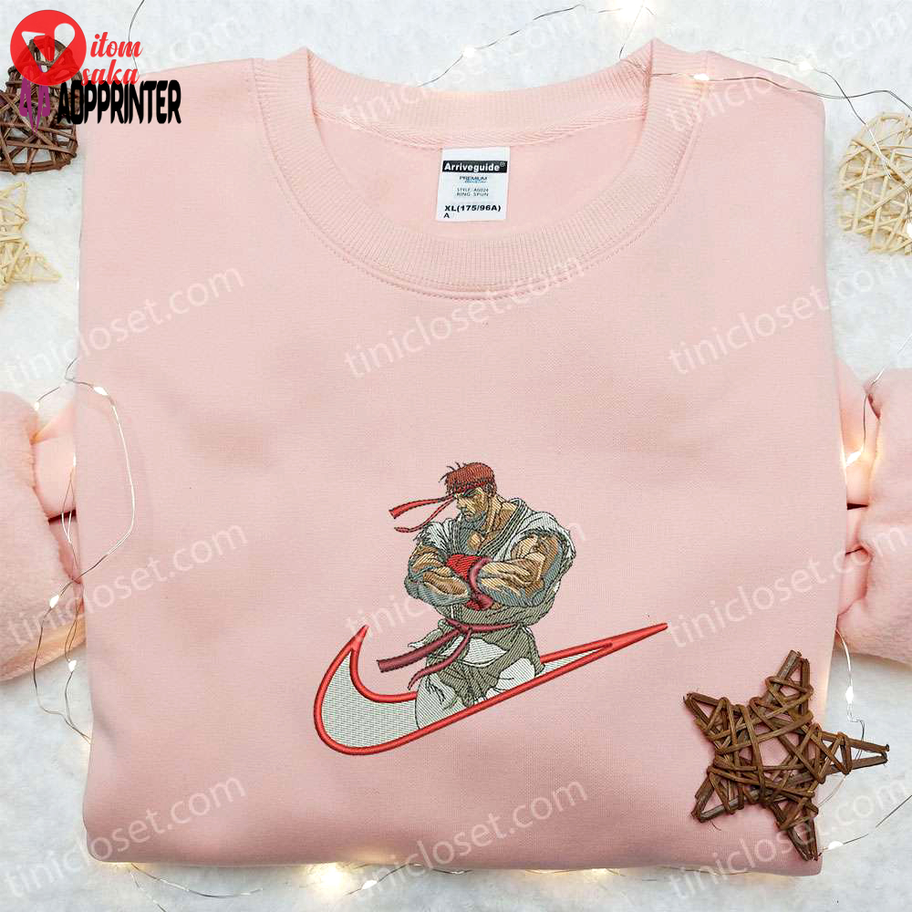 Ryu x swoosh embroidered hoodie & street fighter shirt – best family gift ideas