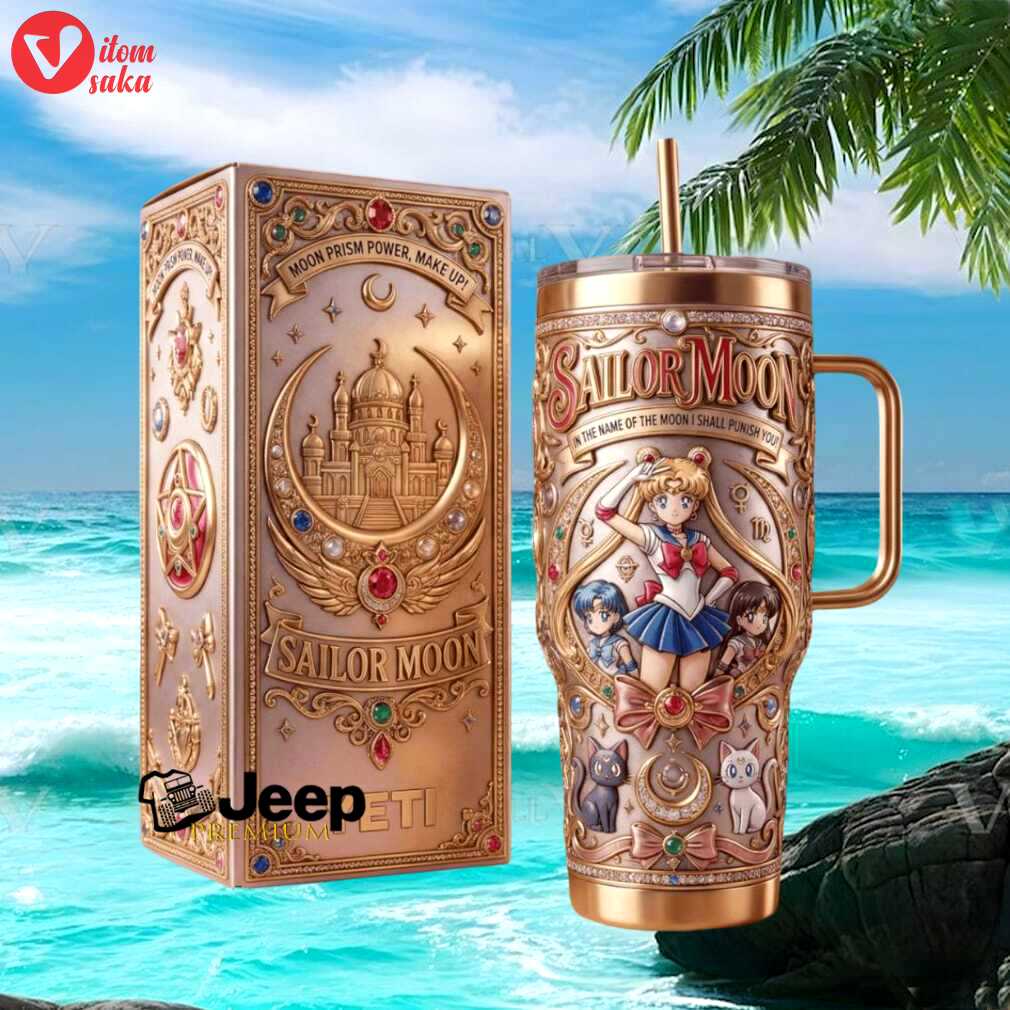 Sailor moon “moon prism power” 3d sculpted rose gold 40oz tumbler with handle
