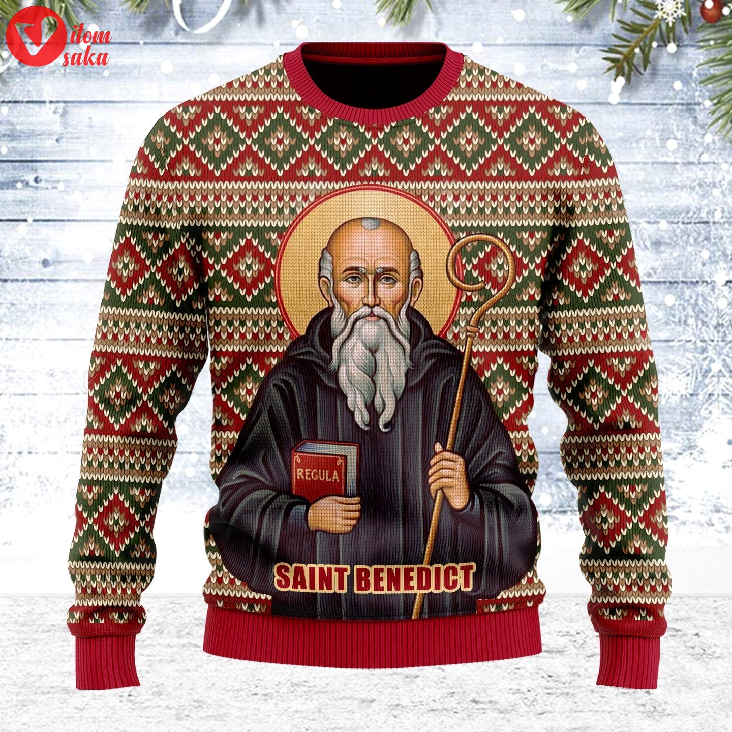 Saint benedict ugly christmas sweater – stormmerch exclusive