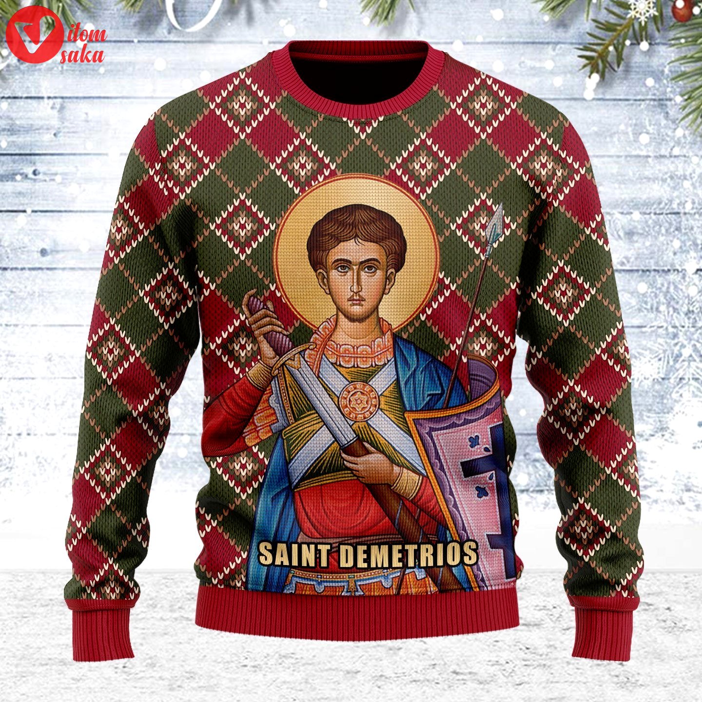 Saint demetrios ugly christmas sweater – stormmerch exclusive