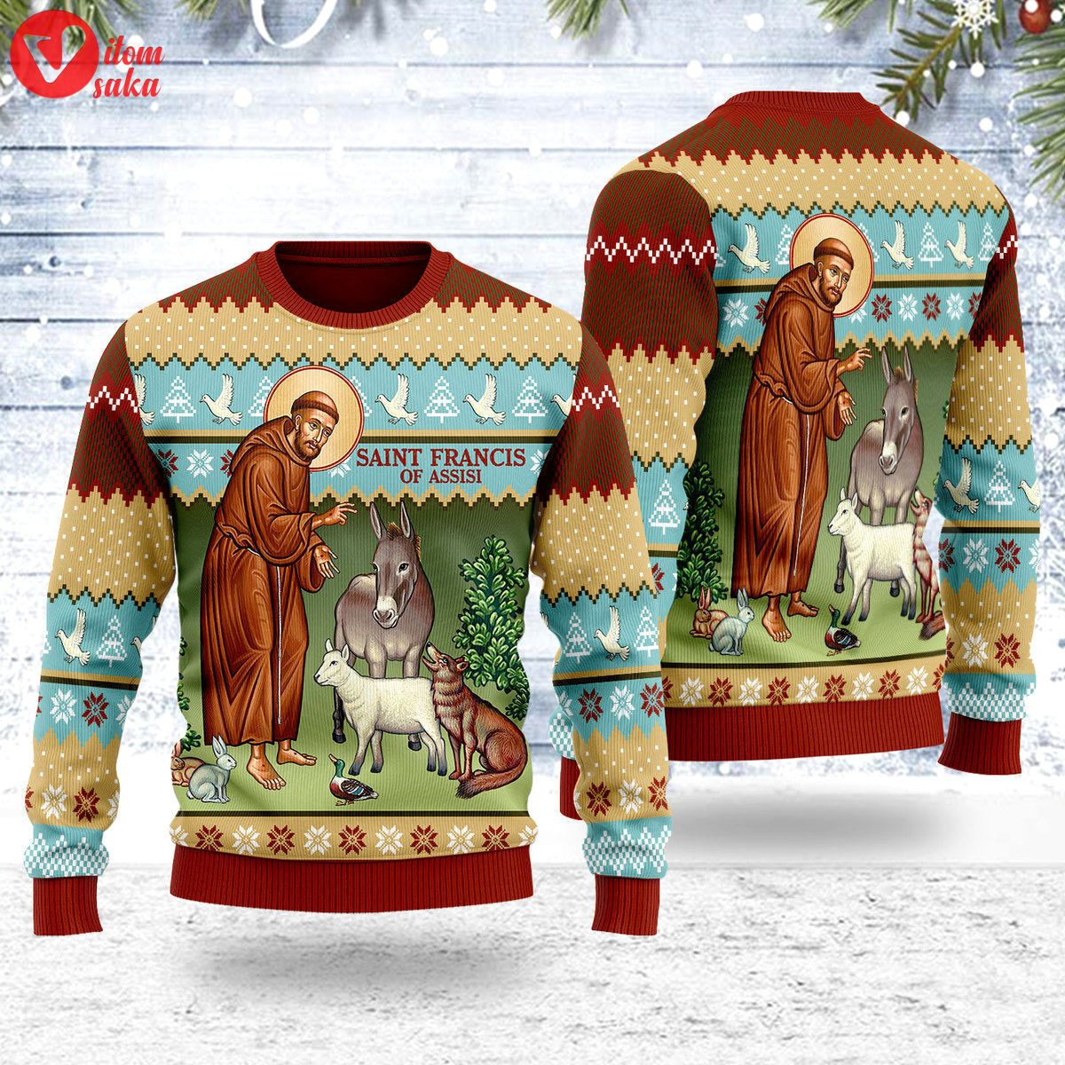Saint francis and the animals christmas sweater – stormmerch exclusive