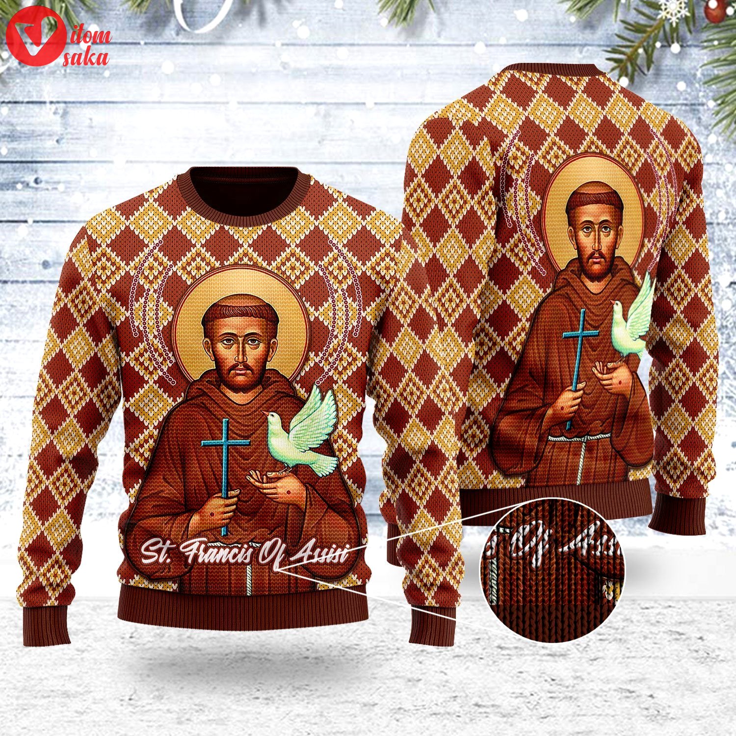 Saint francis of assisi ugly christmas sweater – stormmerch exclusive