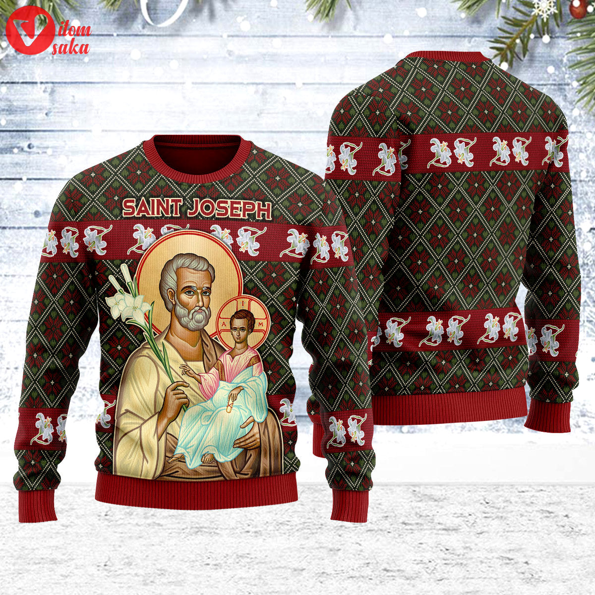 Saint joseph and child jesus christmas sweater – stormmerch exclusive