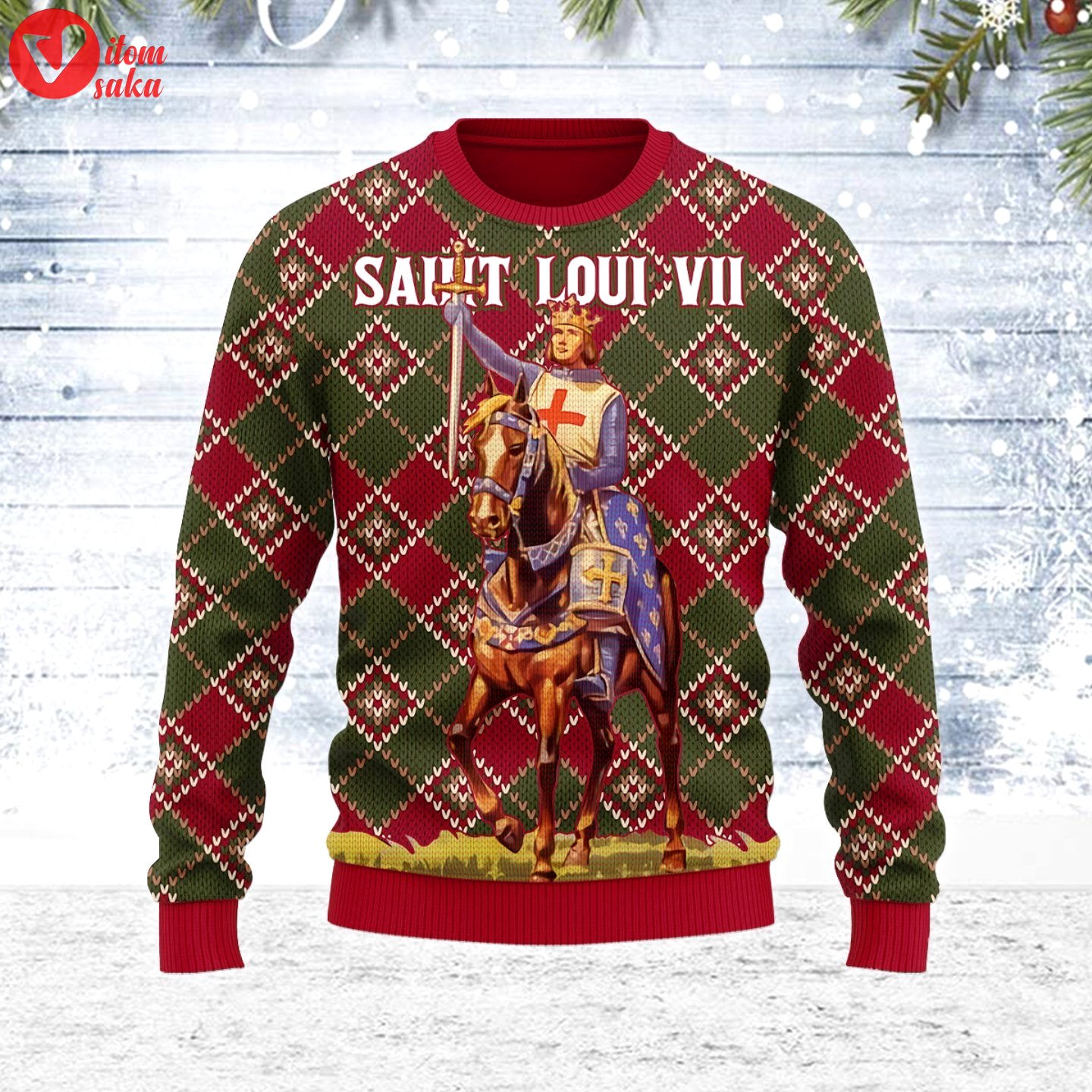 Saint loui vii ugly christmas sweater – stormmerch exclusive