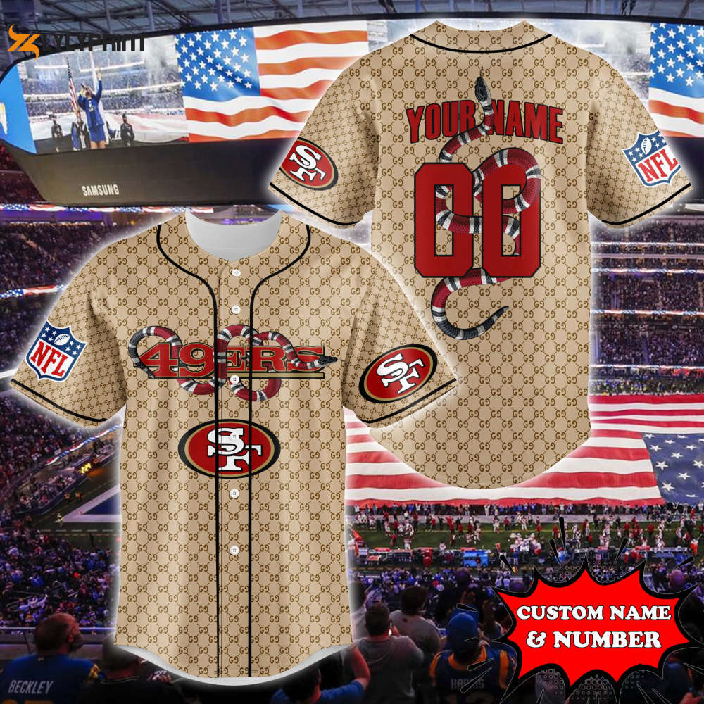 San francisco 49ers baseball jersey gucci nfl custom for fans