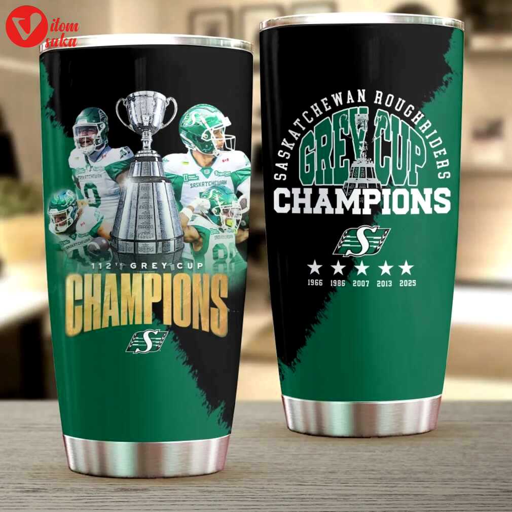 Saskatchewan roughriders 112 grey cup champions 20oz stainless steel tumbler