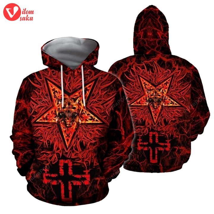 Satanic tribal red 3d all over printed hoodie, zip- up hoodie