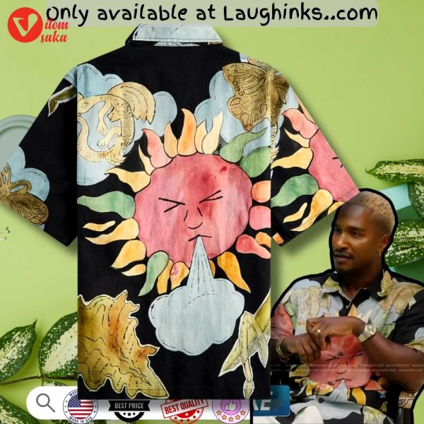 Scott black floral print hawaiian shirt on access hollywood