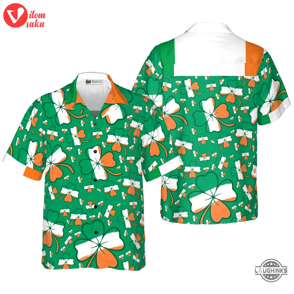 Seamless ireland styled shamrock saint patricks day irish v3 hawaiian shirt aloha summer beach button up shirts and shorts new