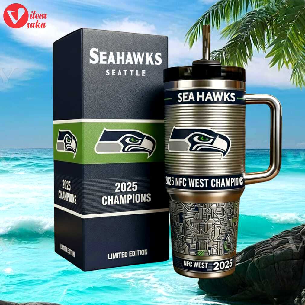 Seattle seahawks 2025 nfc west champions 3d ribbed chrome tumbler