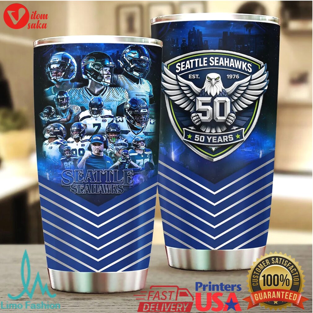 Seattle seahawks 50th anniversary est 1976 team legend commemorative tumbler