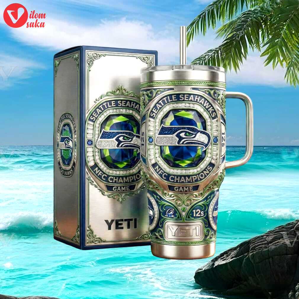 Seattle seahawks nfc champions “the 12s” gem inlaid luxury yeti tumbler