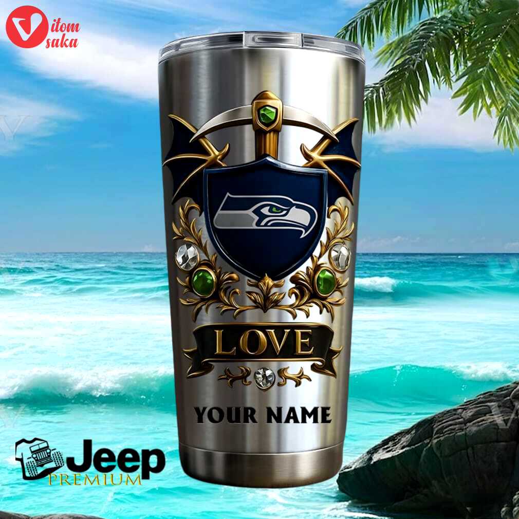 Seattle seahawks personalized love custom name 20oz football fans gifts stainless steel insulated tumbler
