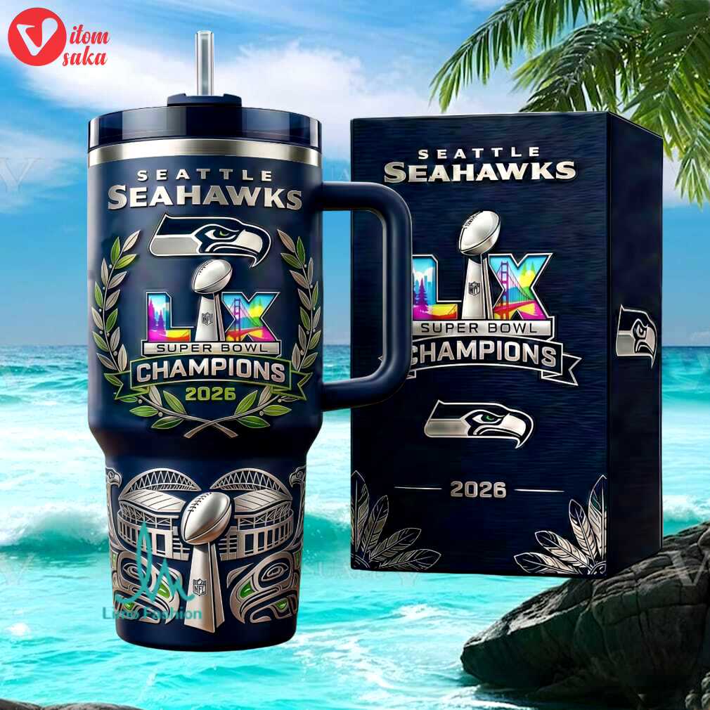 Seattle seahawks super bowl lix champions 2026 nfl trophy collector edition stainless steel insulated tumbler