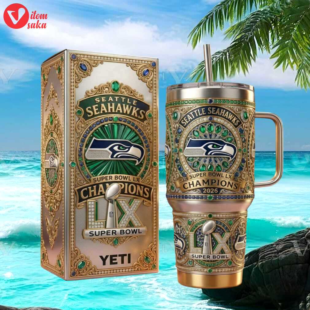 Seattle seahawks super bowl lx champions 2026 diamond & emerald 40oz tumbler