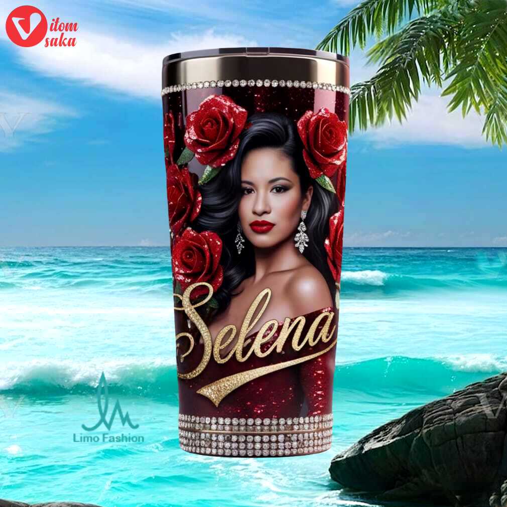 Selena quintanilla queen of tejano red rose portrait vintage gifts for women stainless steel insulated tumbler