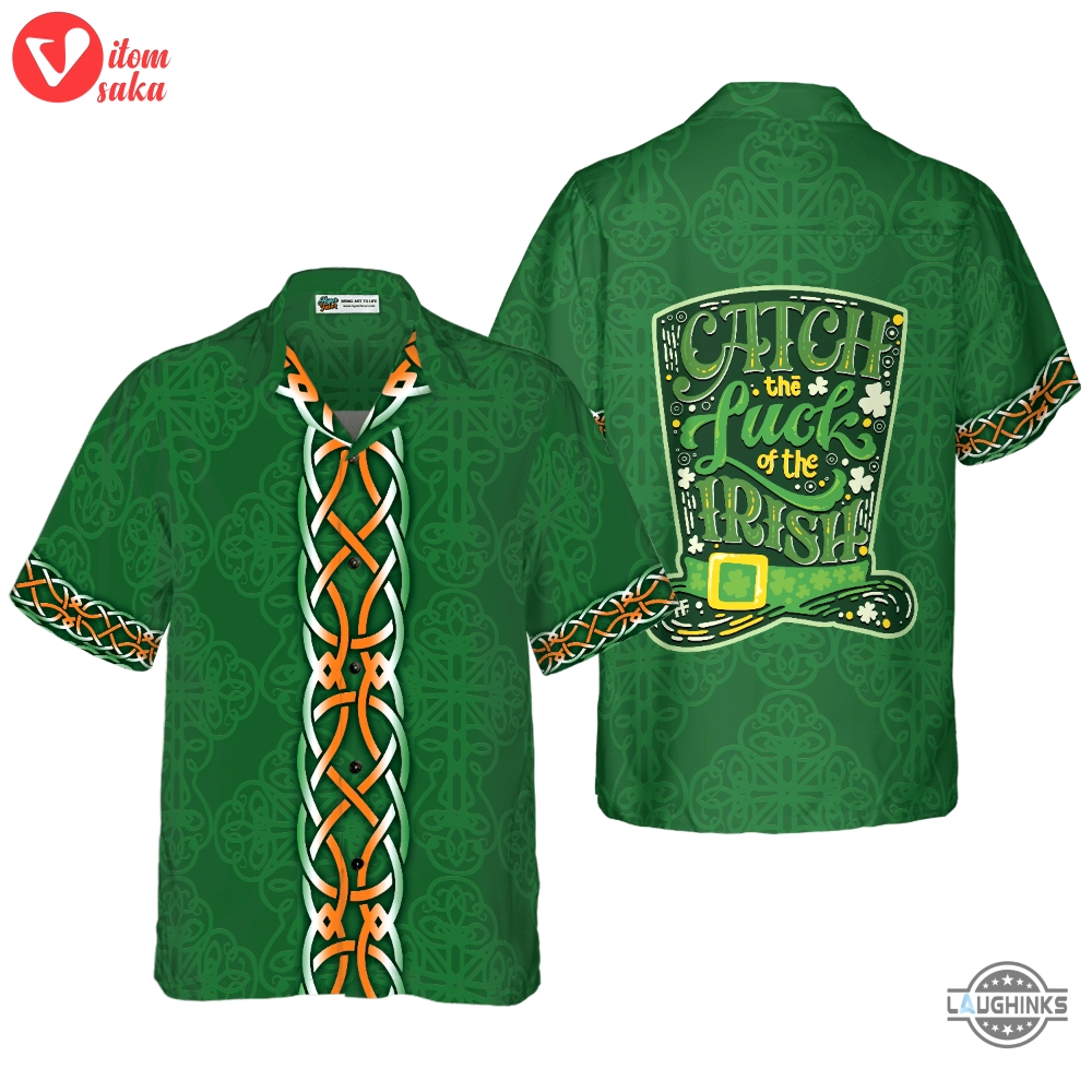 Shamrock and green hat ireland hawaiian shirt aloha summer beach button up shirts and shorts gift