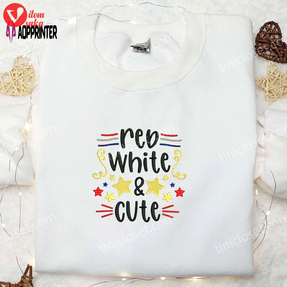 Shop the best 4th of july red white and cute embroidered shirt – perfect national day gift!