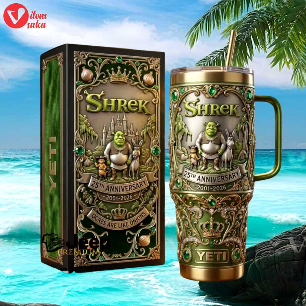 Shrek 25th anniversary 2001 2026 ogres are like onions tumbler