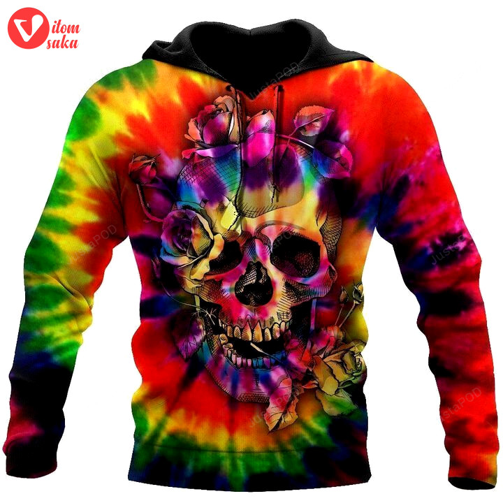 Skull colorful 3d all over print hoodie, zip-up hoodie