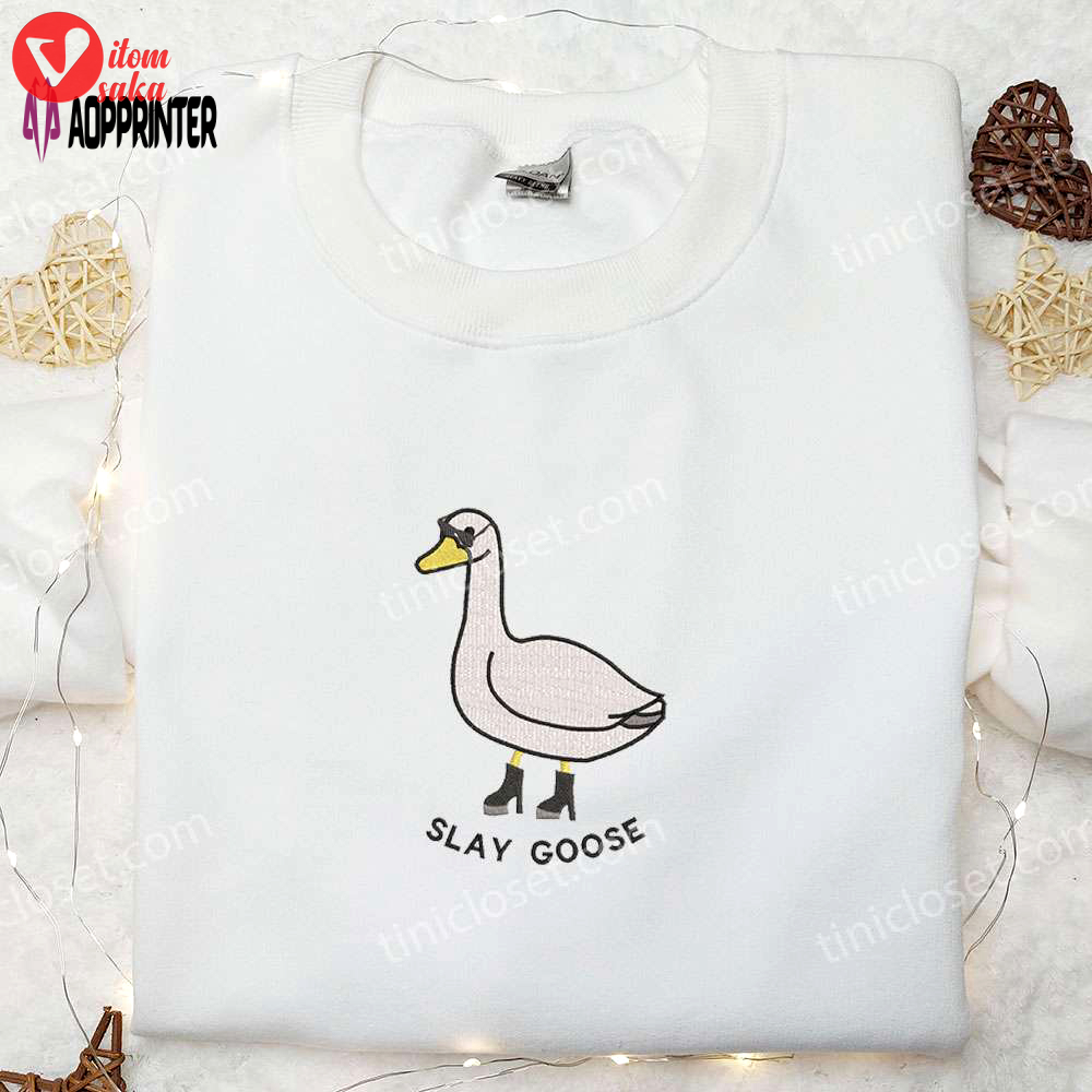 Slay goose embroidered shirt – animal & funny design for ultimate style