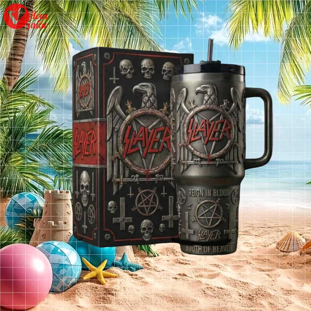Slayer reign in blood heavy metal 3d skull & eagle collector tumbler