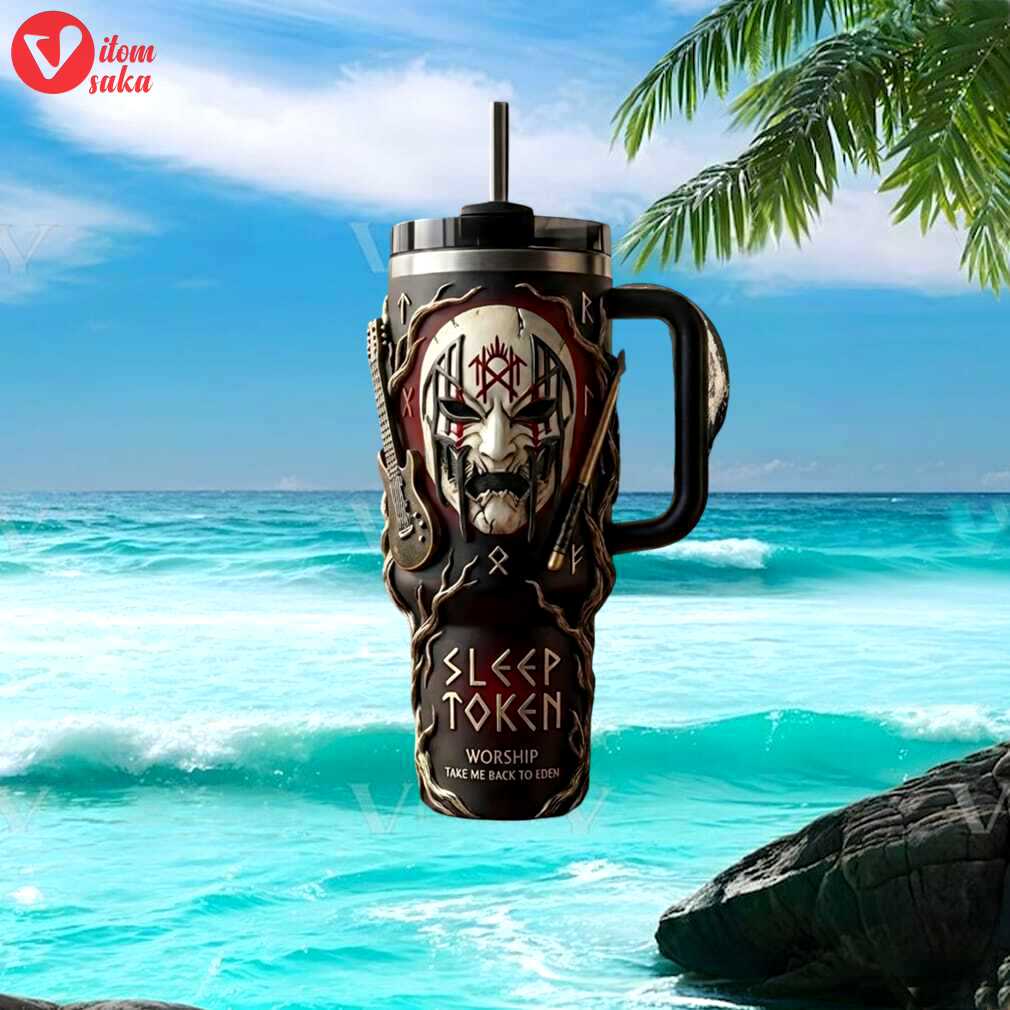Sleep token “take me back to eden” 3d sculpted mask & vines collector’s tumbler