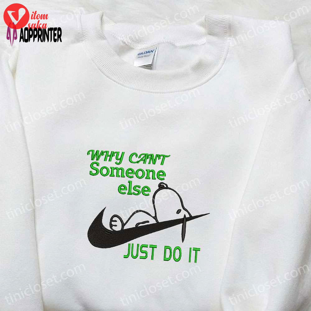 Snoopy just do it x nike embroidered tshirt: best nike inspired shirt for family perfect gift