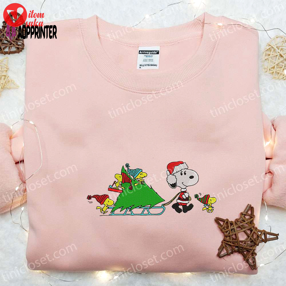 Snoopy & woodstocks christmas embroidered shirt peanuts cartoon hoodie & sweatshirt