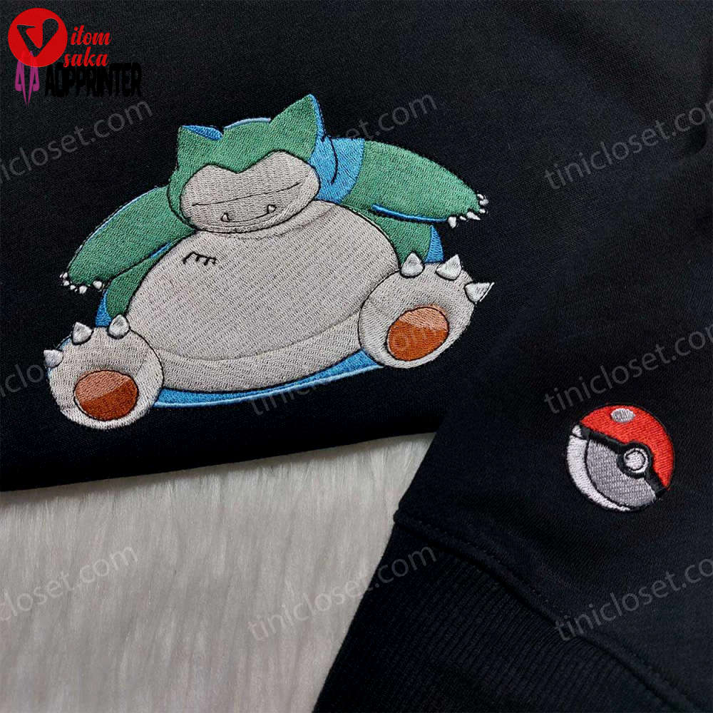 Snorlax embroidered shirt hoodie & sweatshirt: pokemon & anime-themed apparel