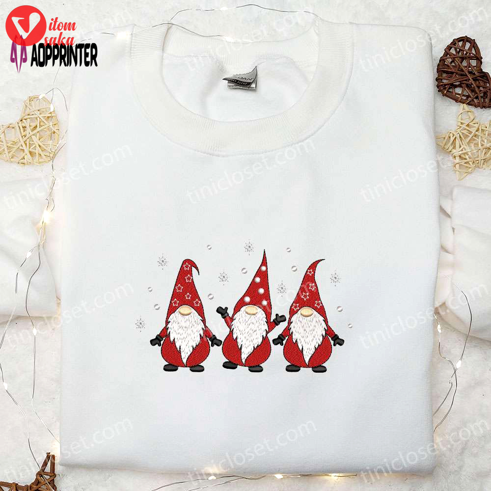Snow embroidered hoodie & t-shirt set – perfect christmas gift idea with three gnomes
