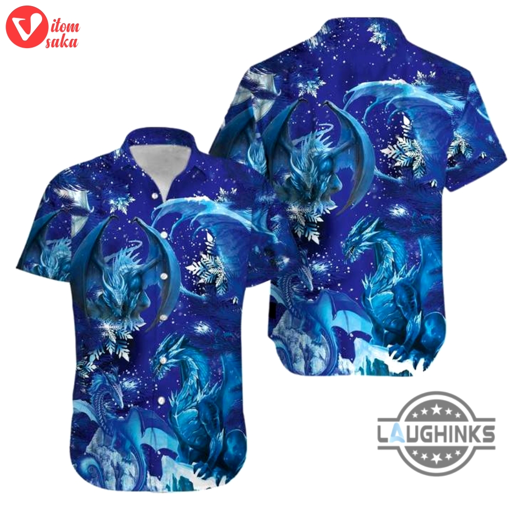 Snowflakes blue dragon tropical hawaiian shirt 131 aloha hawaii shirts aloha summer beach button up shirts and shorts new