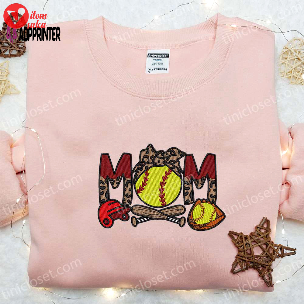 Softball mom embroidered shirt & mother’s day hoodie – best gift for mom