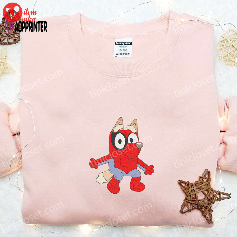 Spider-man marvel team embroidered shirt & bluey cartoon hoodie: best gift idea for fans