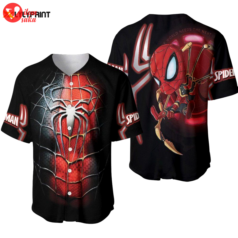Spider man no way home iron spider suit costume chibi version designed allover gift for spider man fans baseball jersey gifts for fans