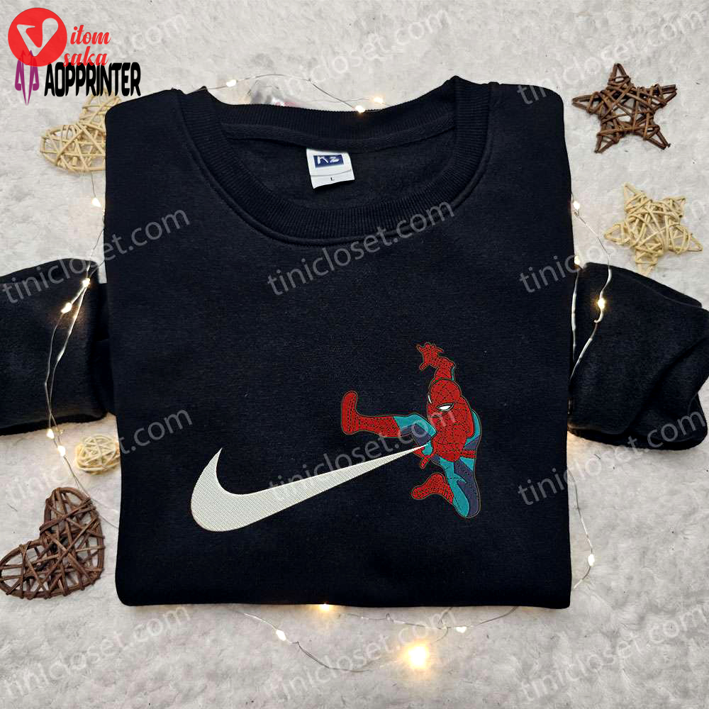 Spider-man x swoosh movie embroidered shirt: marvel comics best gift for family