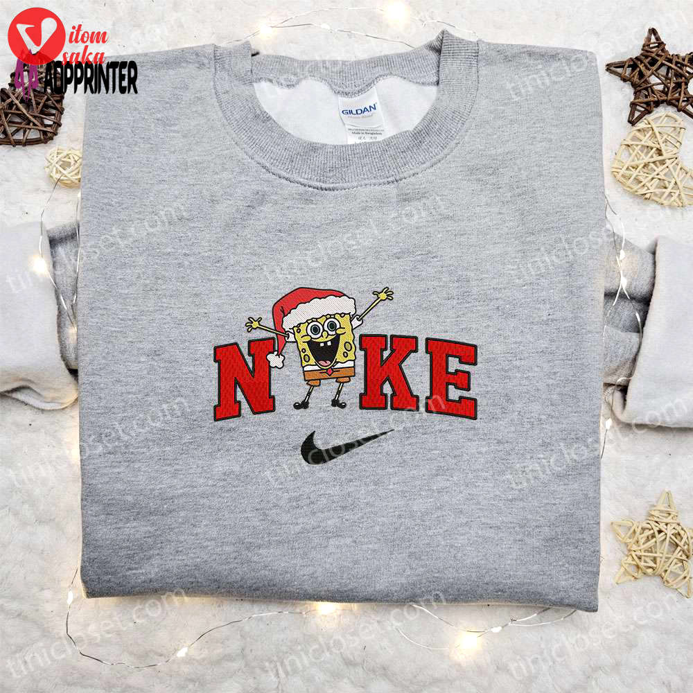 Spongebob squarepants x nike christmas embroidered sweatshirt & shirt – best gift ideas