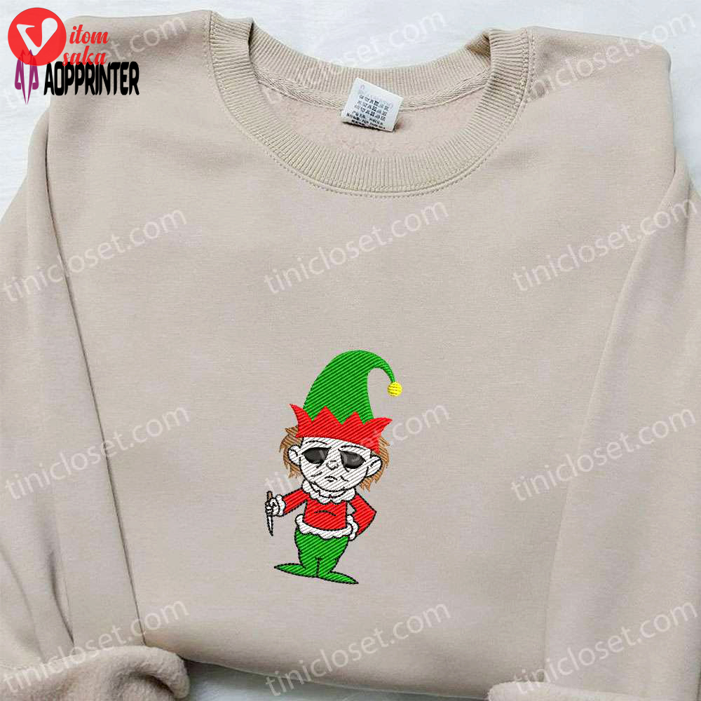 Spooktacular michael myers elf embroidered shirt halloween hoodie & christmas sweatshirt