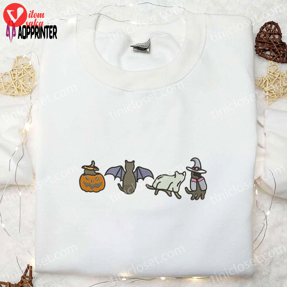 Spooky 4 scream characters embroidered shirt – perfect halloween gift for family