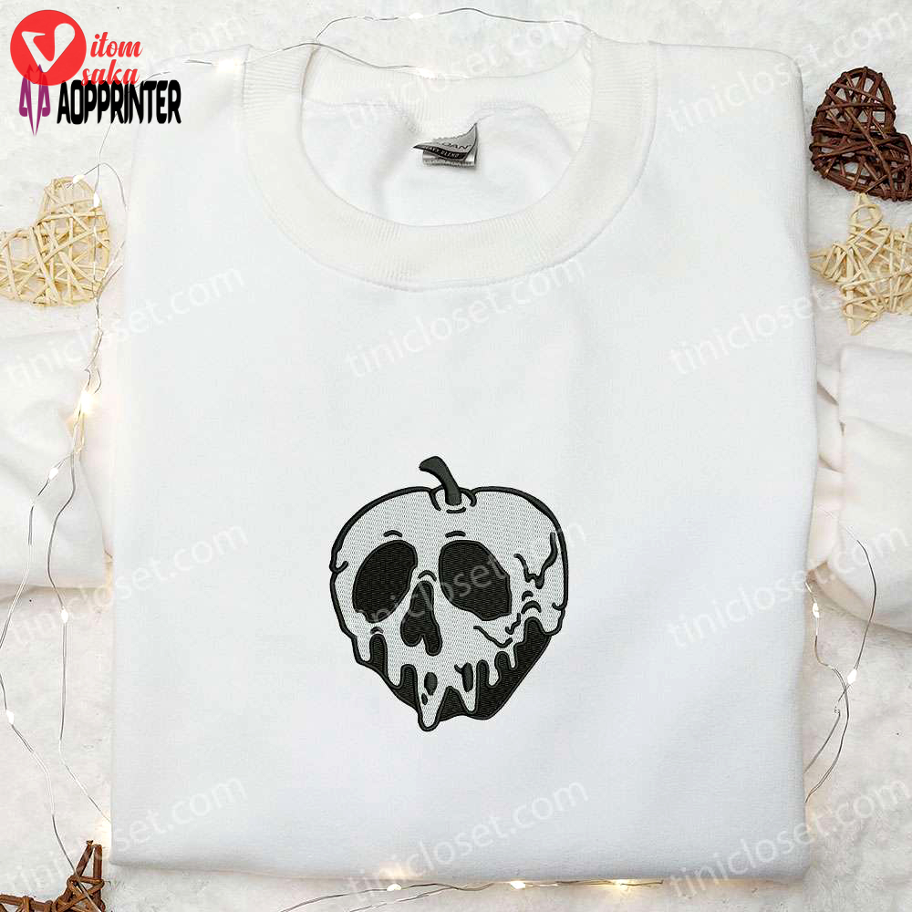 Spooky apple skull embroidered hoodie – best halloween gift sweatshirt