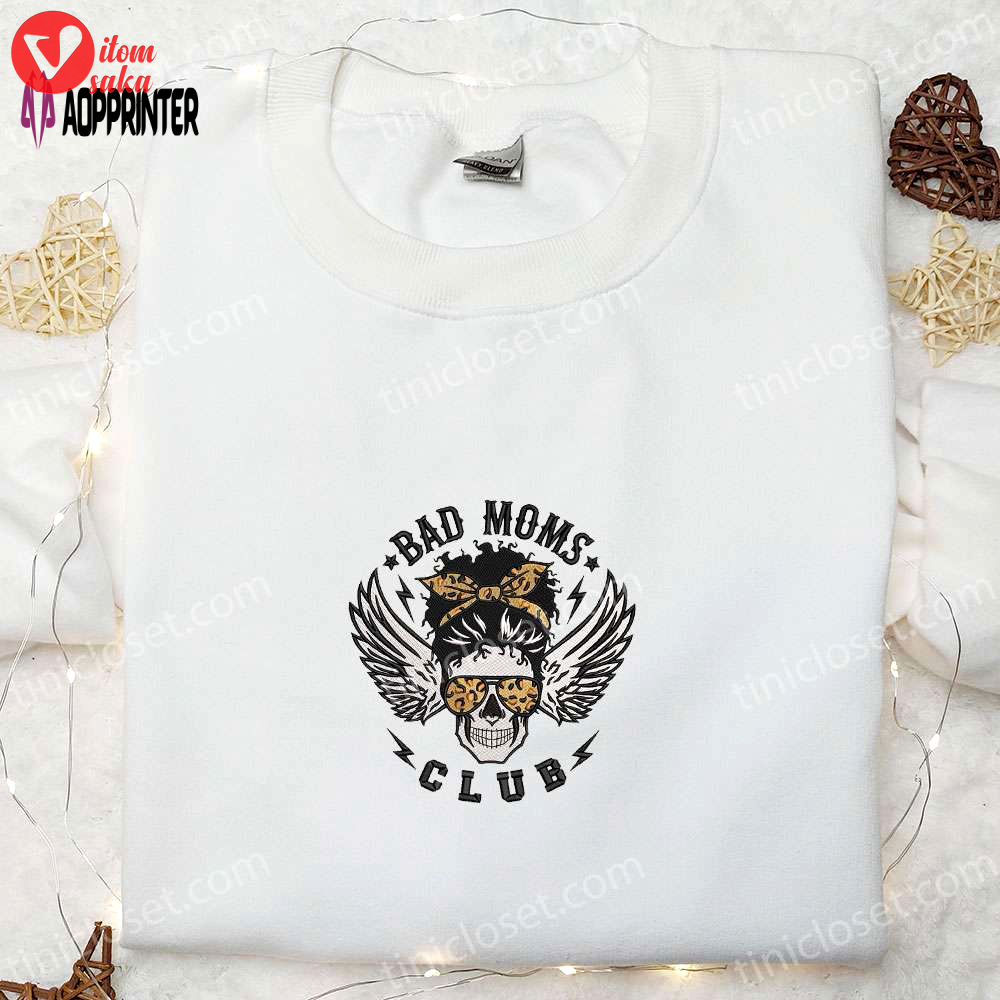 Spooky bad moms club skull embroidered sweatshirt & halloween hoodie: best gifts!